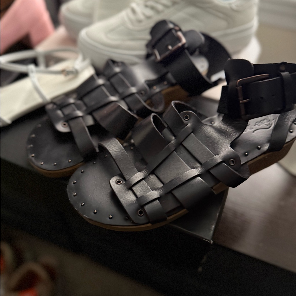 Free People Black Leather Sandals